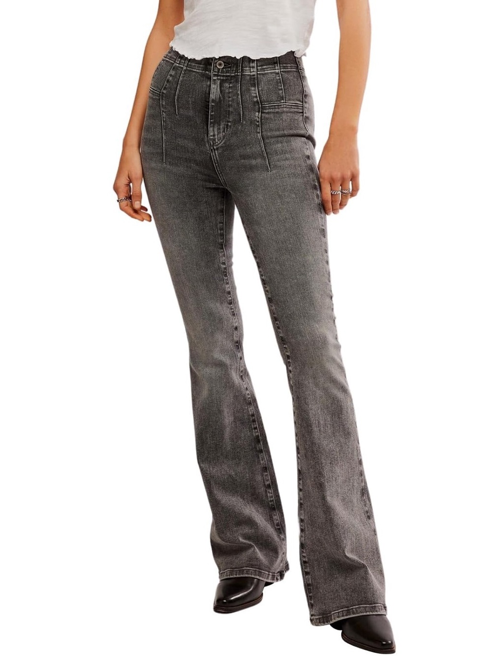 We The Free Jayde High Waist Flare Jeans in Ridge Grey 29 Bell Bottom Bohemian